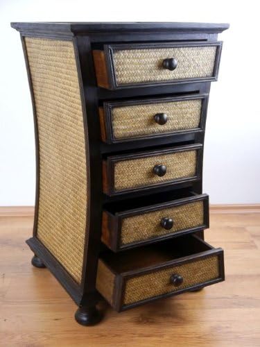 livasia Rattankommode I Rattanschrank I Kommode aus Holz und Rattan (geschwungen), geschwungen