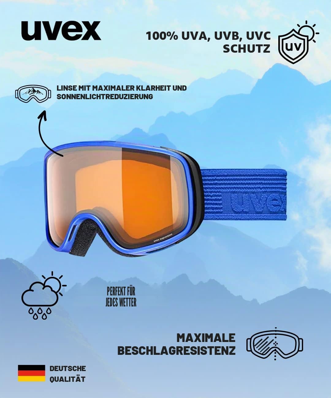 uvex scribble LG - Skibrille für Kinder - konstrastverstärkend - vergrössertes, beschlagfreies Sicht