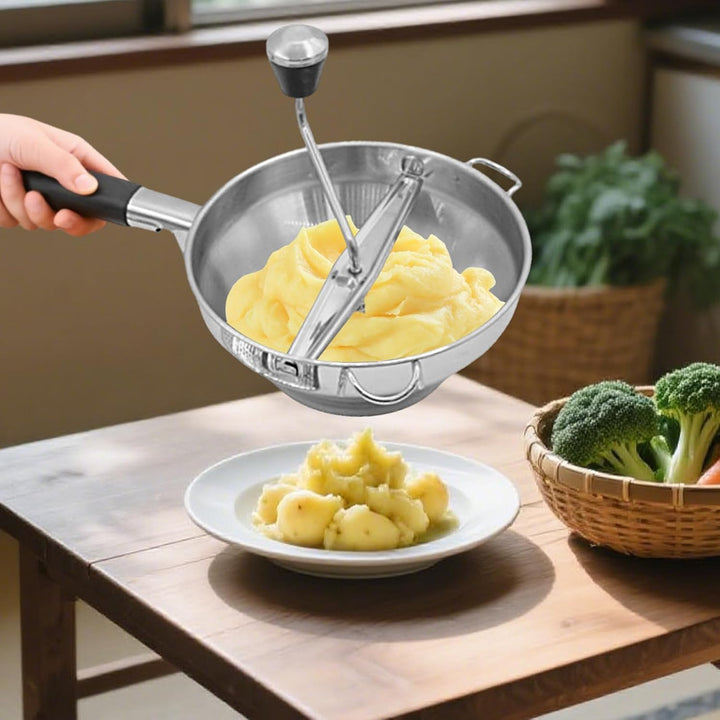 Kartoffelstampfer, Edelstahl Passiermühle mit 3 Frässcheiben, Reibequetsche Küchenwerkzeug, Passierm