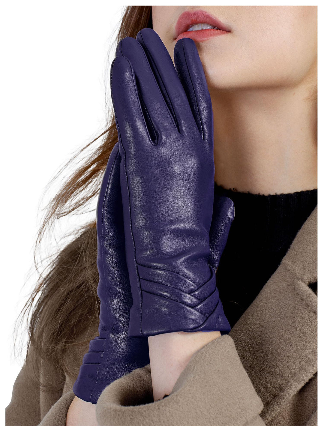 GSG SINCE 1998 Lederhandschuhe Damen aus chromfreiem Lammfell, Gefüttert mit Wolle/Kunstfell, Thermo
