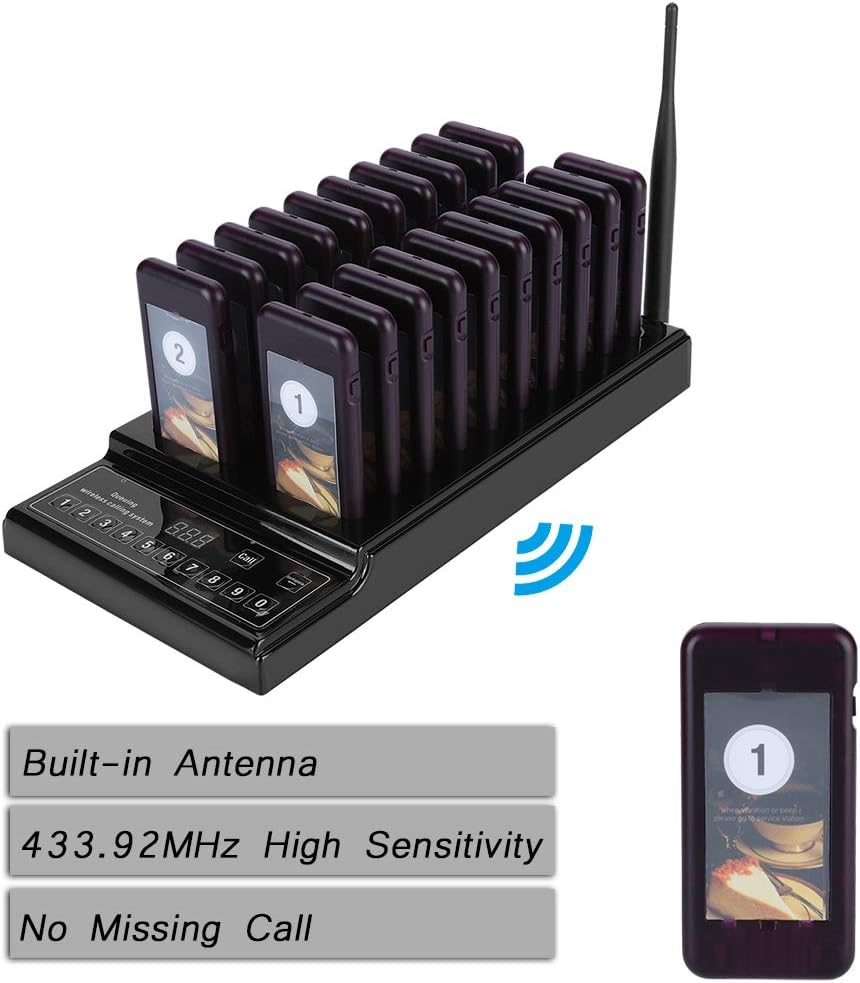 Vikye Restaurant-Gäste-Pager-System, 999-Kanal-WLAN-Warteschlangenrufsystem mit 20 Empfängern für Ca