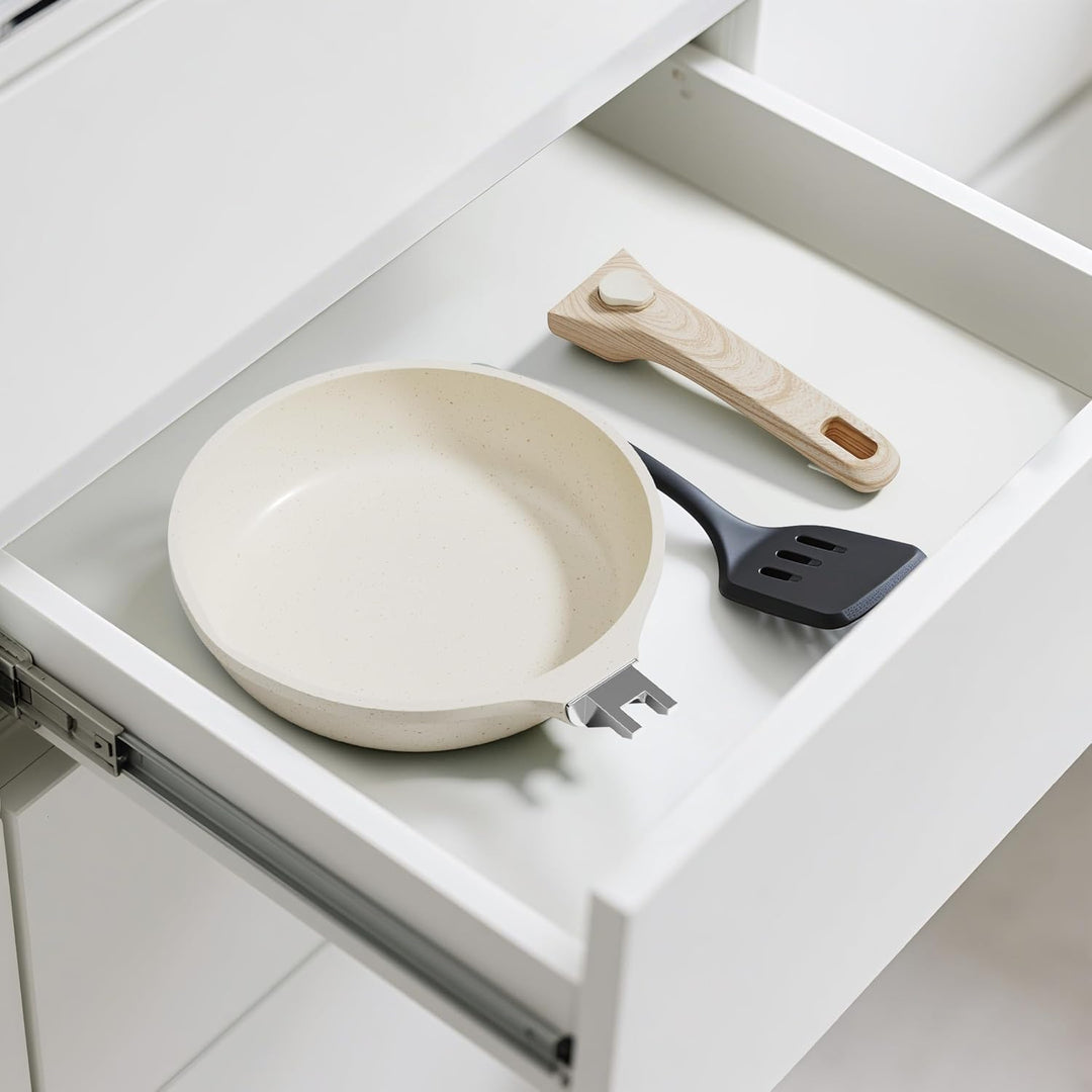 RIOVARM 28cm Induktion Antihaft Bratpfanne mit abnehmbaren Griffen, Eierpfannen ohne PFOA, Granit Om
