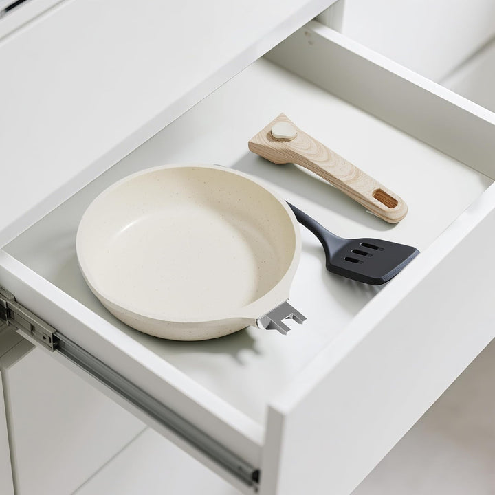 RIOVARM 28cm Induktion Antihaft Bratpfanne mit abnehmbaren Griffen, Eierpfannen ohne PFOA, Granit Om