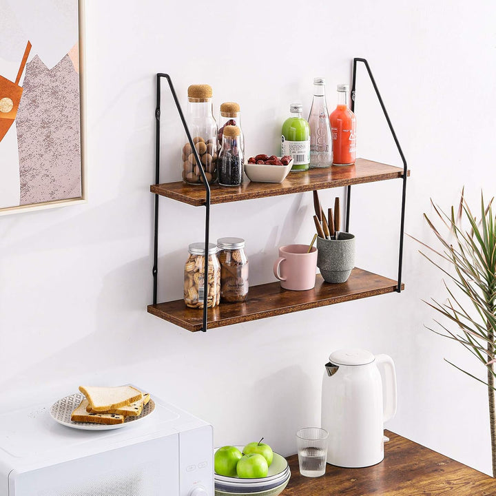 IBUYKE Wandregal, Schweberegal 2 Etagen, Wandboard für Bücher, 60x20.5x53cm, Dekorative Regale, Wand