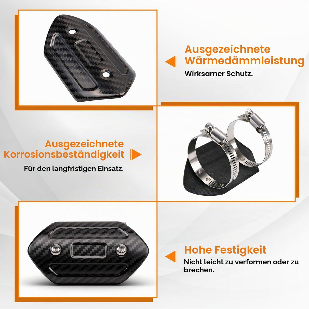 Motorrad Auspuff Hitzeschild,Kohlefaser Motorrad Auspuffrohrabdeckung Hitzeschutzblech Schutz Univer