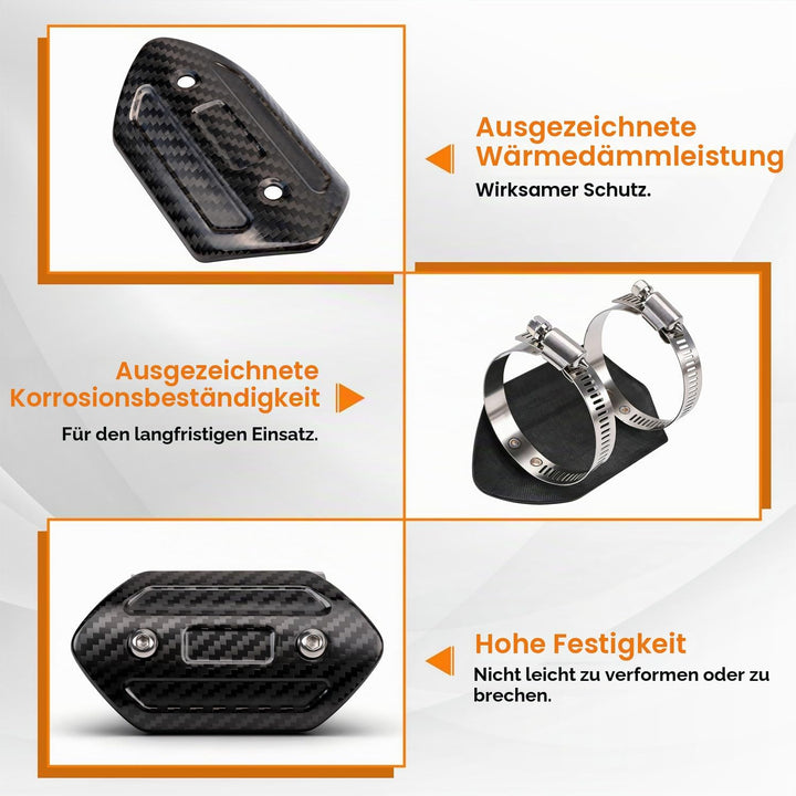Motorrad Auspuff Hitzeschild,Kohlefaser Motorrad Auspuffrohrabdeckung Hitzeschutzblech Schutz Univer