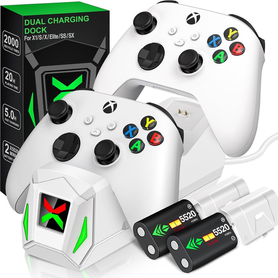Akku für Xbox Controller mit Ladestation, Wiederaufladbare Akku Pack für Xbox Serie X/S/Xbox One/One