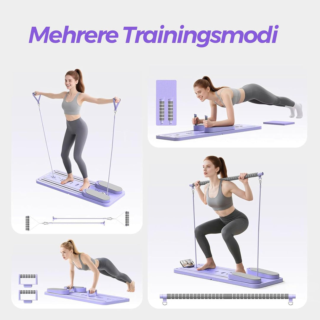 Pilates Board 2026 Upgraded, Multifunktionales Pilates Reformer Set für Zuhause, Faltbare Pilates Re