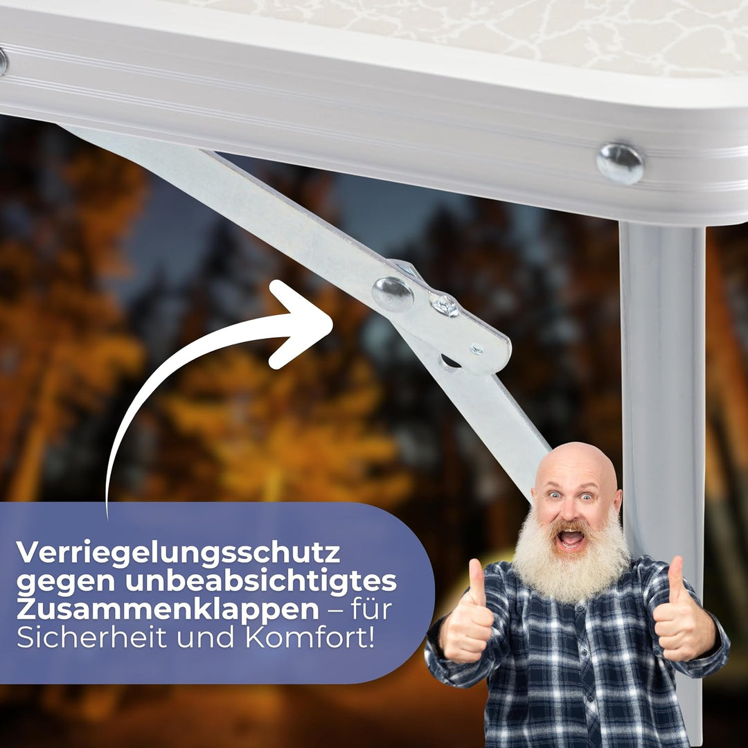 SPRINGOS Faltbarer Campingtisch 90x60x70 cm Aluminiumrahmen MDF Tischplatte Transportgriff Klappbar