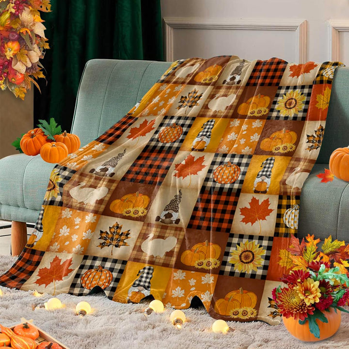 Halloween Kürbis Decke 130 x 150 cm Flanell Herbst Kürbis Geschenk Thanksgiving Geschenk Fleece Herb