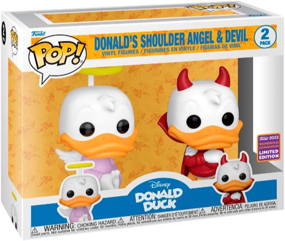 Funko Disney Pop! Donald's Shoulder Angel & Devil Vinyl Figure Set 2022 Wondrous Convention Exclusiv