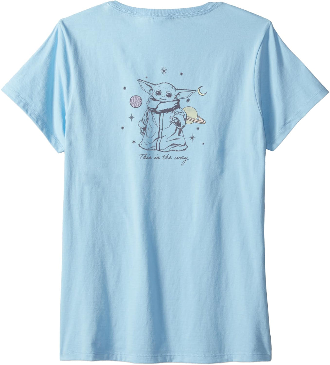 Star Wars: The Mandalorian Grogu 6 Characters in Space T-Shirt mit V-Ausschnitt