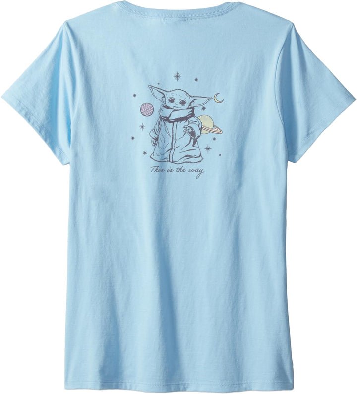 Star Wars: The Mandalorian Grogu 6 Characters in Space T-Shirt mit V-Ausschnitt