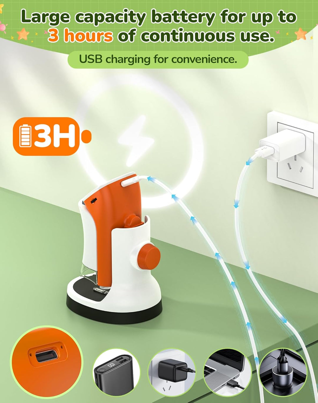 Mikroskop für Kinder mit Stand: Digitales Handmikroskop 100 – 1000 x: LCD-Display 4 K, 2,0 Zoll, USB