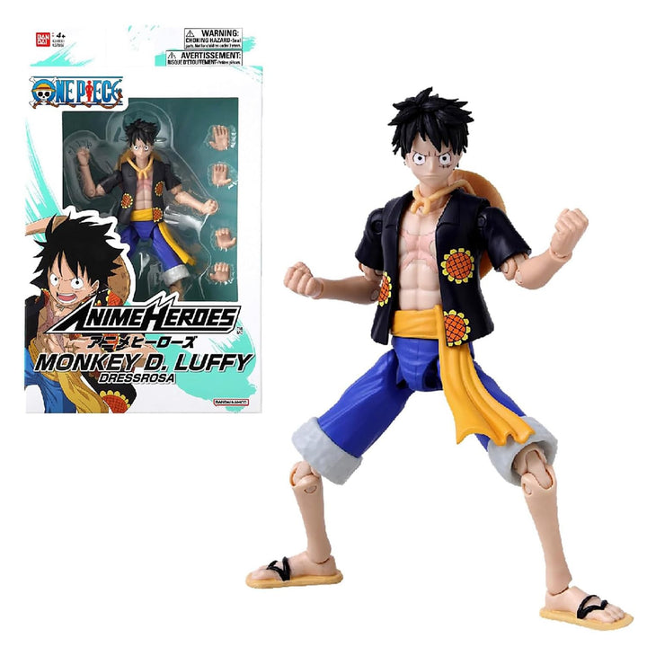 BANDAI – Anime Heroes – One Piece – Anime Heroes Figur 17 cm – Monkey D. Ruffy Dressrosa - 37007 Ruf