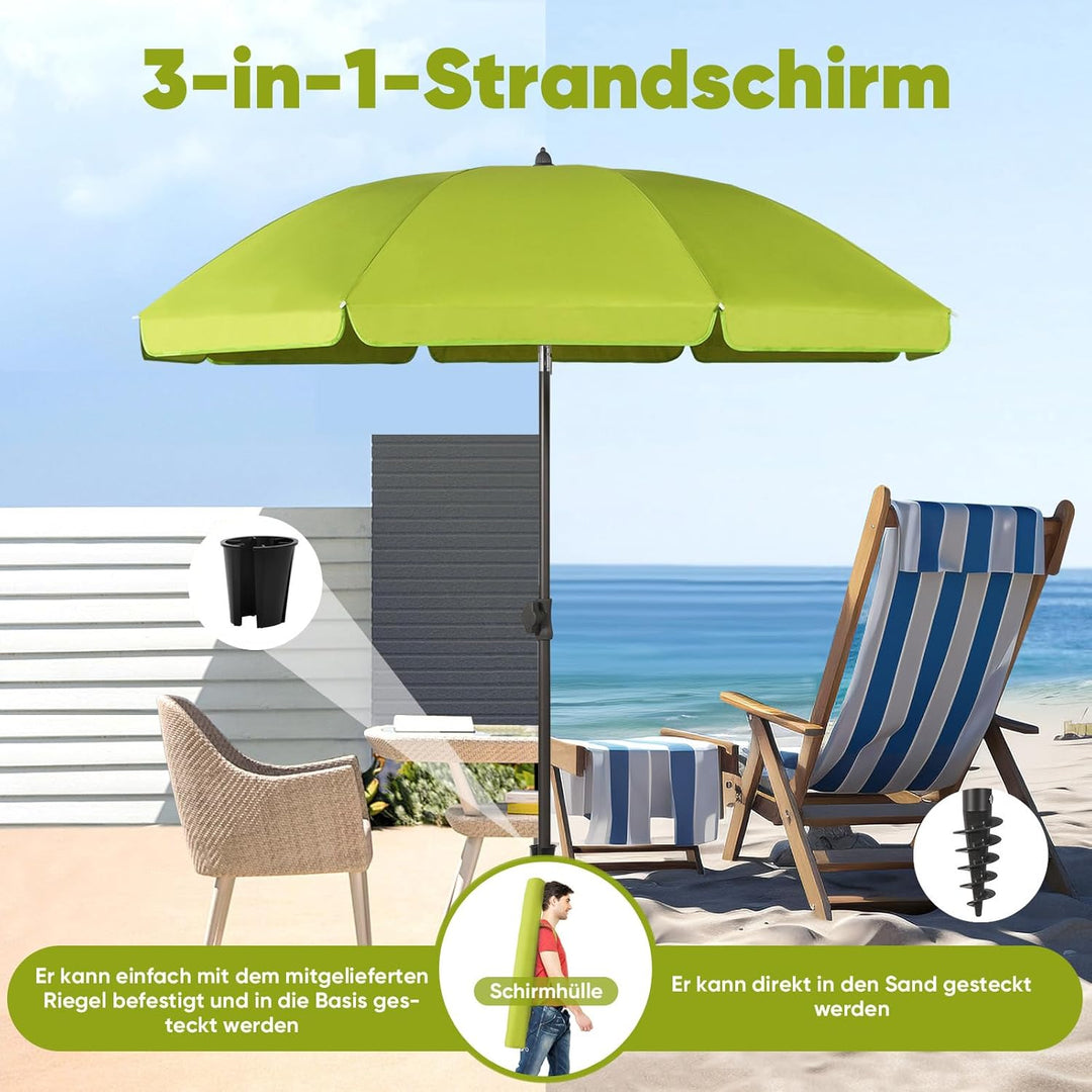 Sekey 160 cm Sonnenschirm Balkon mit Bodenhülse & Schutzhülle, Neigungs und Höhenverstellung, Sonnen