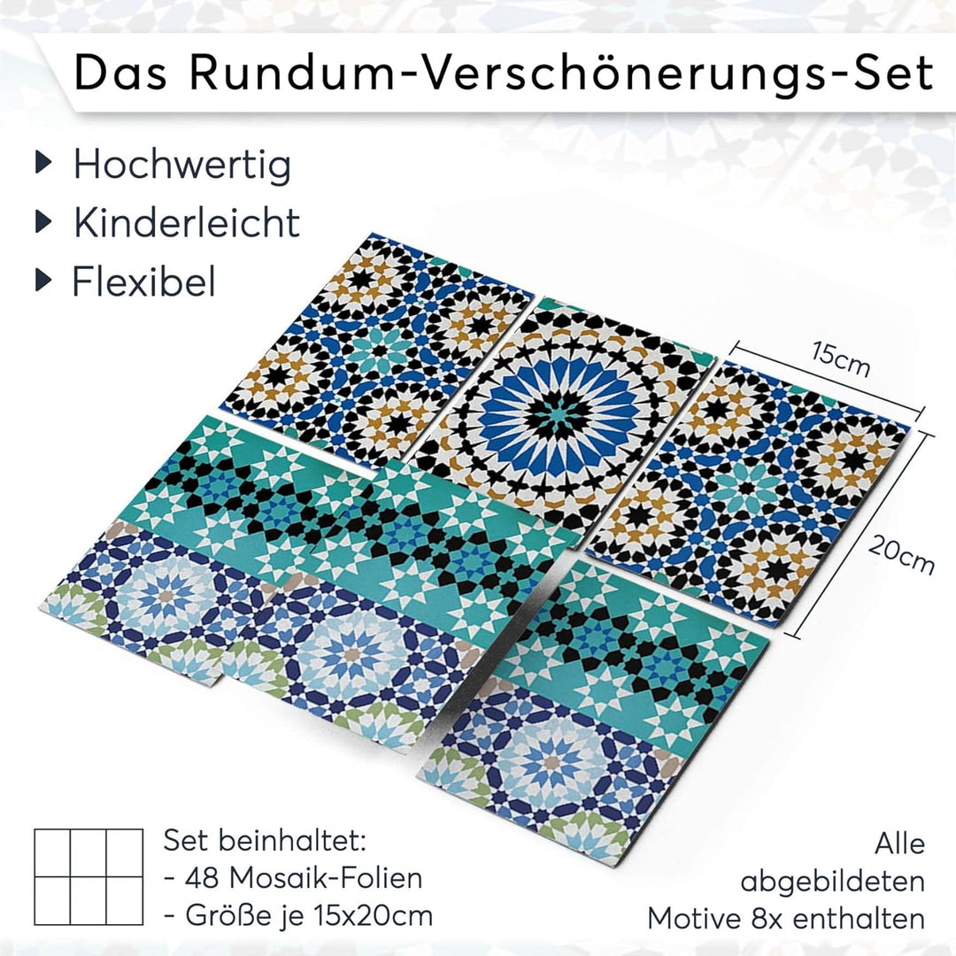 CREATISTO Mosaik Klebefliesen Stickerfliesen Fliesenfolie - Klebefolie Aufkleber für Wand-Fliesen I