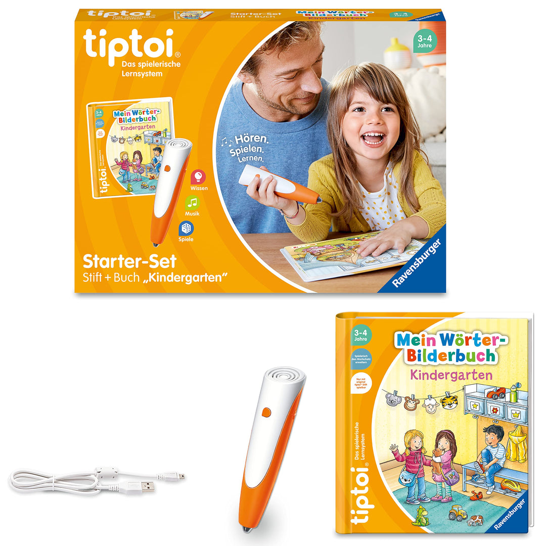 Ravensburger tiptoi Starter-Set 00113: Stift und Wörter-Bilderbuch Kindergarten- Lernsystem für Kind