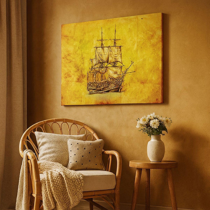 Bilder auf Leinwand 100x70cm Leinwandbild Piratenschiff Ozean Schatz Gross Wanddeko Bild Schlafzimme