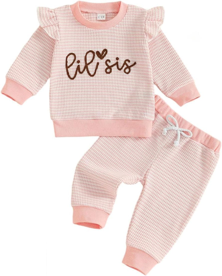 Kleinkind Baby Mädchen Herbst Kleidung Rüschen Langarm Süsses Print Streifen Sweatshirt Top und Hose