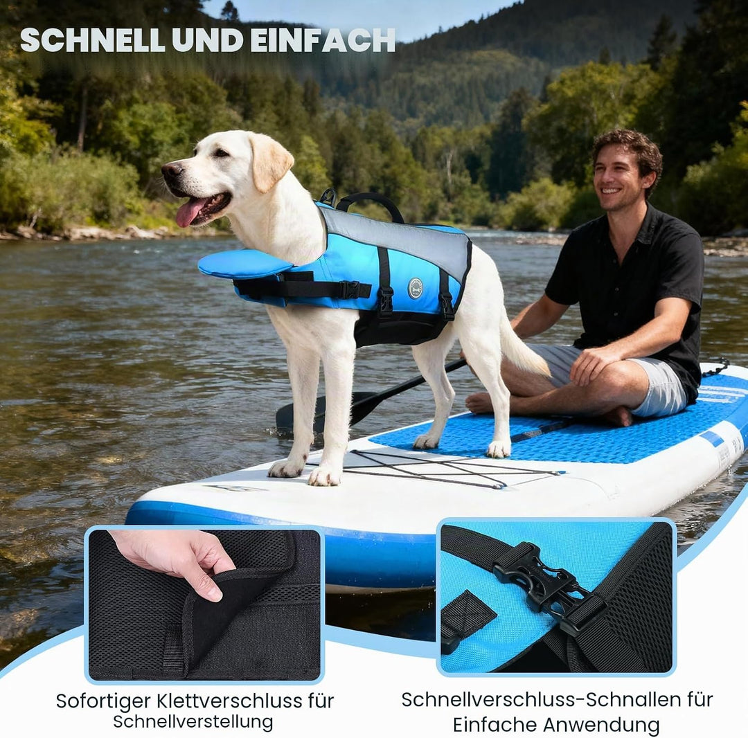 VIVAGLORY Hunde Schwimmweste mit abnehmbarem Frontauftrieb, Rettungsweste mit Reflektierenden Besätz