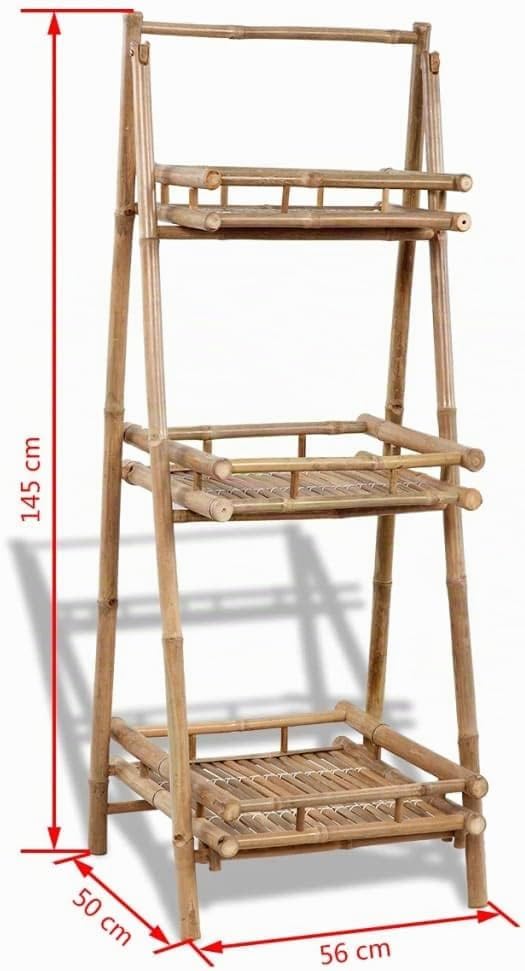 vidaXL Bambus Leiterregal Standregal Pflanztreppe Badregal 3 Ebenen klappbar