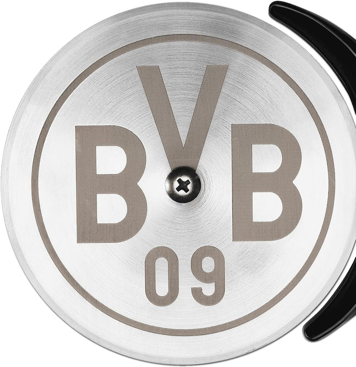 BVB Pizzaschneider - Hochwertiger Borussia Dortmund Pizzacutter mit Logo, Edelstahlklinge, Ergonomis