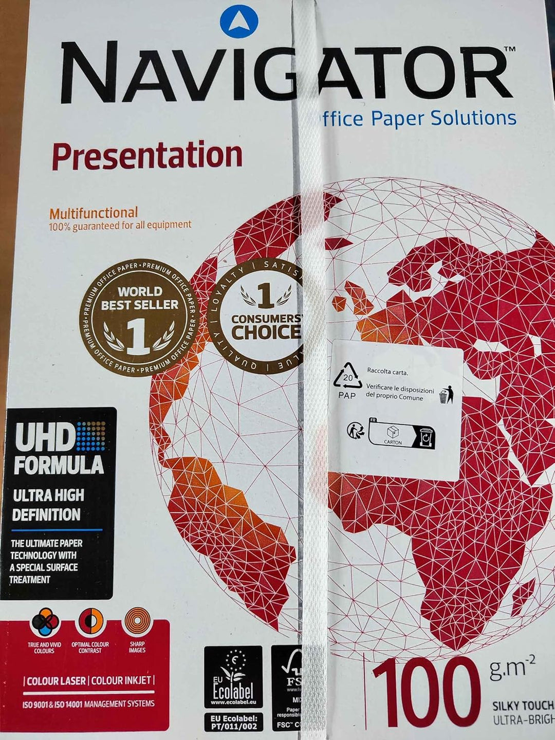 Igepa Navigator Presentation Kopierpapier A4 100g weiss sehr hohe Weisse, 5x500 Blatt (2500 Blatt) S