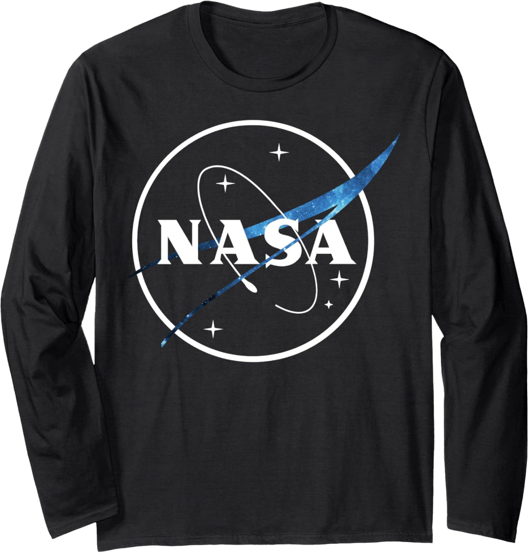 NASA Logo Outline Blue Space Color Streak Langarmshirt