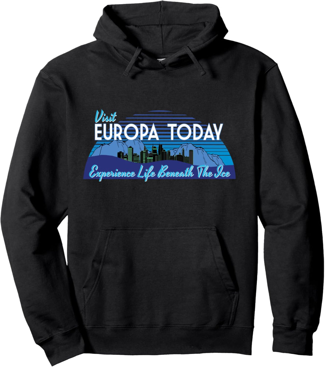 Retro Space Travel Moon of Jupiter - Europa Outer Space Gift Pullover Hoodie