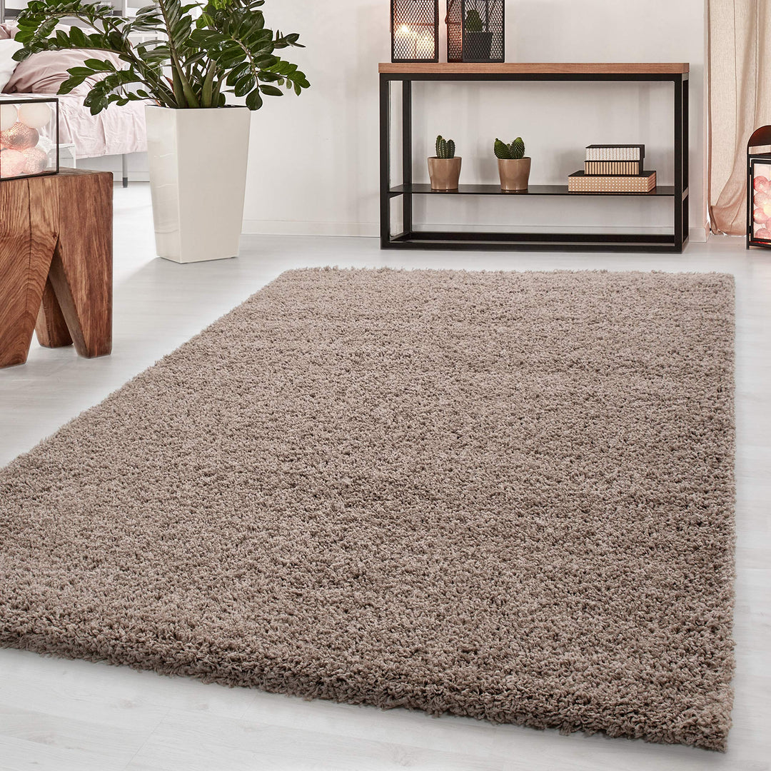 Teppium Hochflor Teppich Küche Shaggy 60 x 110 cm Braun - Flauschiger Teppich Extra Weich, Waschbar