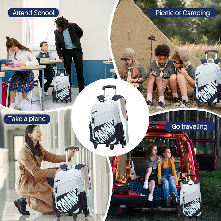 Schulrucksack mit Rollen Mädchen Jungen Teenager Trolley Kinder Rucksack mit Rollen Schule Schultasc