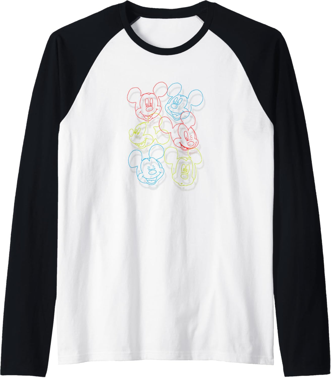 Disney Mickey Mouse Colorful Line Art Collage Raglan