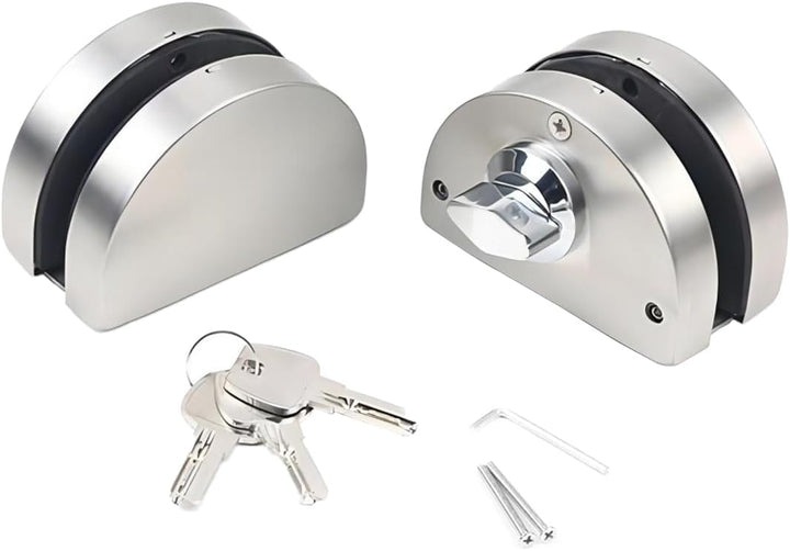 Qrity Edelstahl Glastürschloss mit Schlüssel Öffnen/Schliessen für 10-12 mm Glas Dickes Büro, Zuhaus