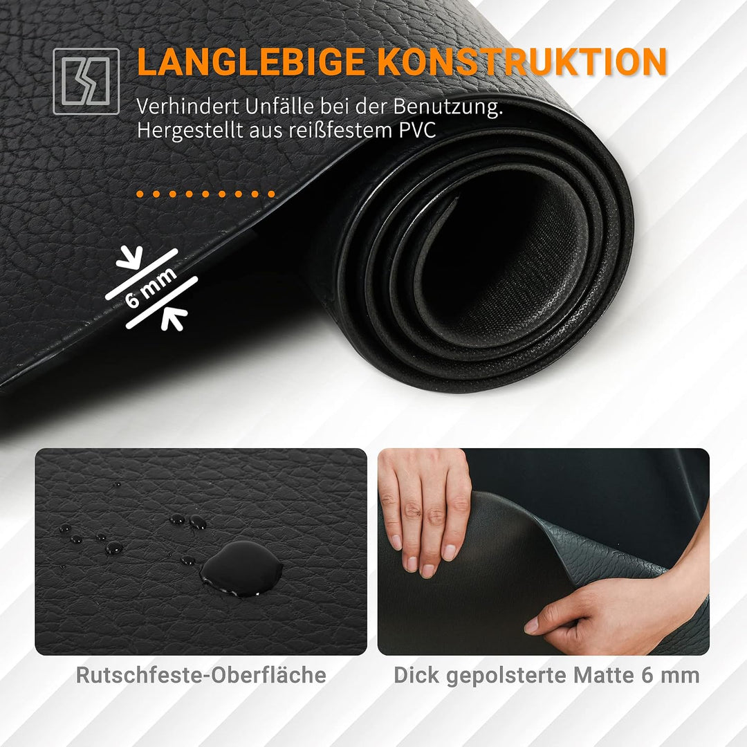 HOMCOM Bodenschutzmatte für Fitnessgeräte Rutschfest 180x90 cm Schwarz | Fitnessmatte 6 mm Dicke, Un
