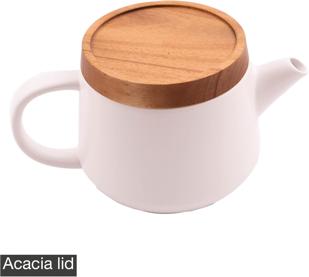 Point-Virgule Teekanne mit Siebeinsatz aus Edelstahl für pures Aroma, weiss, 600ml, Weiss