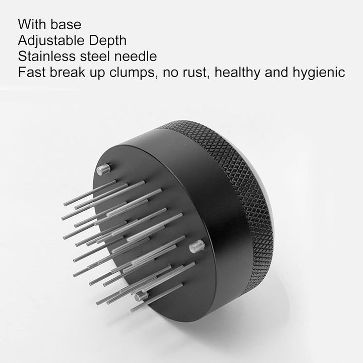 Espresso Nadel Verteiler, Edelstahl kaffeeverteiler mit Verstellbarer Tiefe und Sockel Espresso Vert