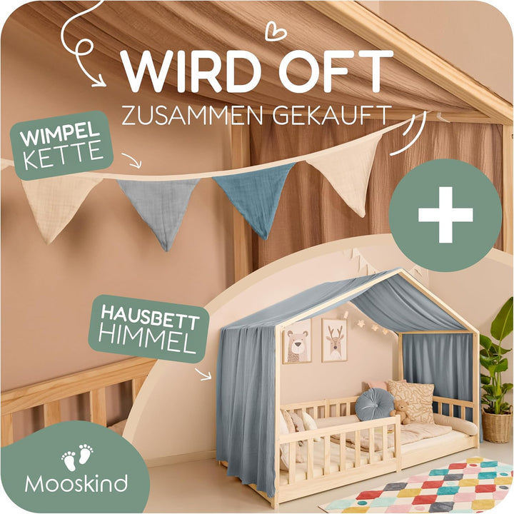 Hausbett Himmel – Aus weichem Musselin in 7 Farben – 100% Bio-Baumwolle – Traumhafte Hausbett Deko &
