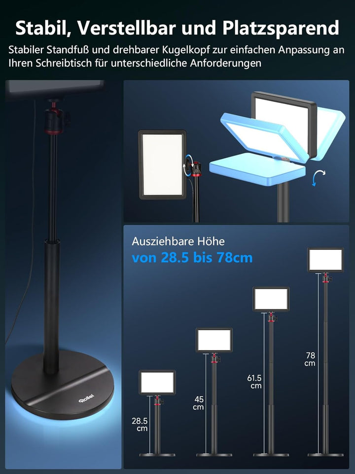 Rollei Lumis Key-Light, LED Videolicht inkl. Tischstativ mit Fernbedienung am Kabel zum Ausleuchten
