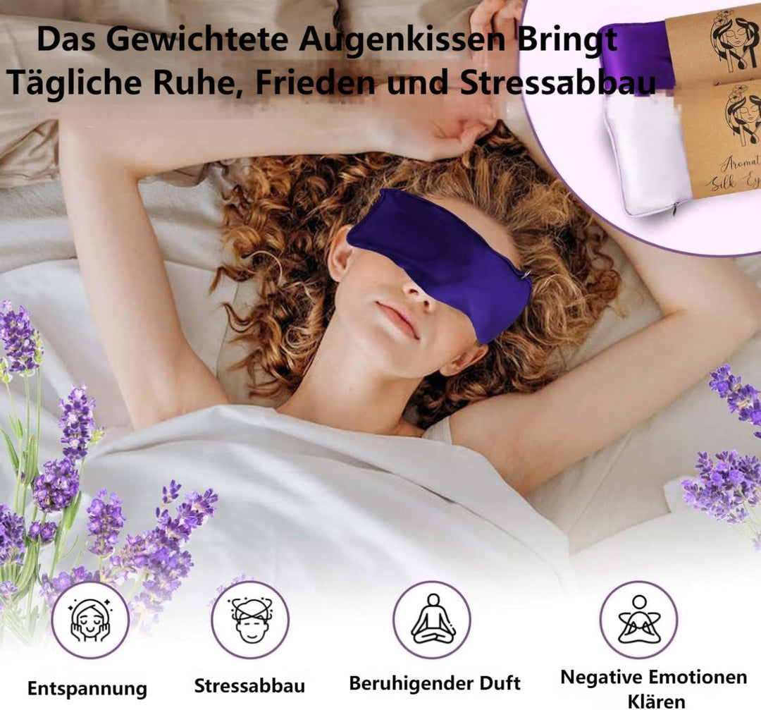 Hihealer Seiden Augenmaske 2er Set Lavendel Gewichtet, für Schlafen, Yoga, Spa, Meditation, Feucht-