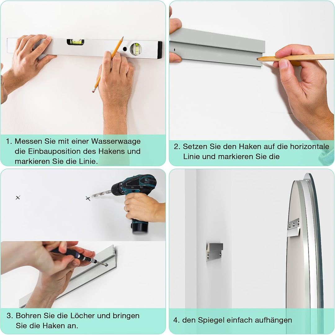 Badspiegel mit Beleuchtung, Runder Badezimmerspiegel 60 cm mit 3 Lichtfarben, Dimmbar, Touch-Schalte