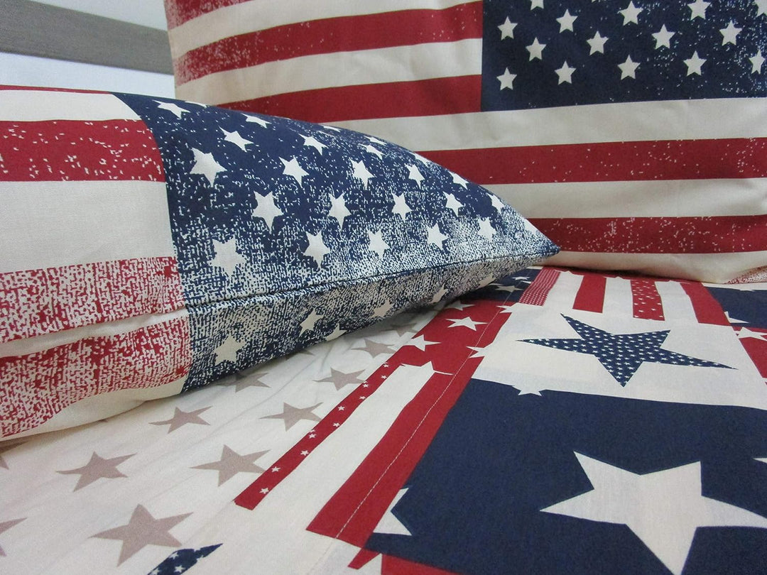 Pago Poco Bettwäsche-Set für Einzelbett, Motiv: Amerika, 100 % reine Baumwolle, Naturfaser 2022
