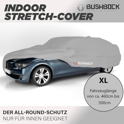 BUSHBOCK® Premium Autoabdeckung Indoor - Satin Schutzhülle Stoff - Abdeckplane Autoplane Autogarage