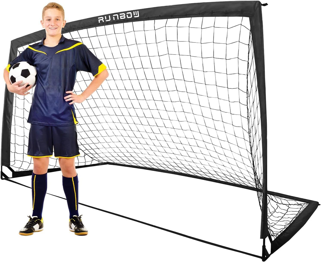 RUNBOW 274 x 152 cm Kinder Fussballtor mit Tragesack, tragbare Fussballnetze für Hinterhoftraining,