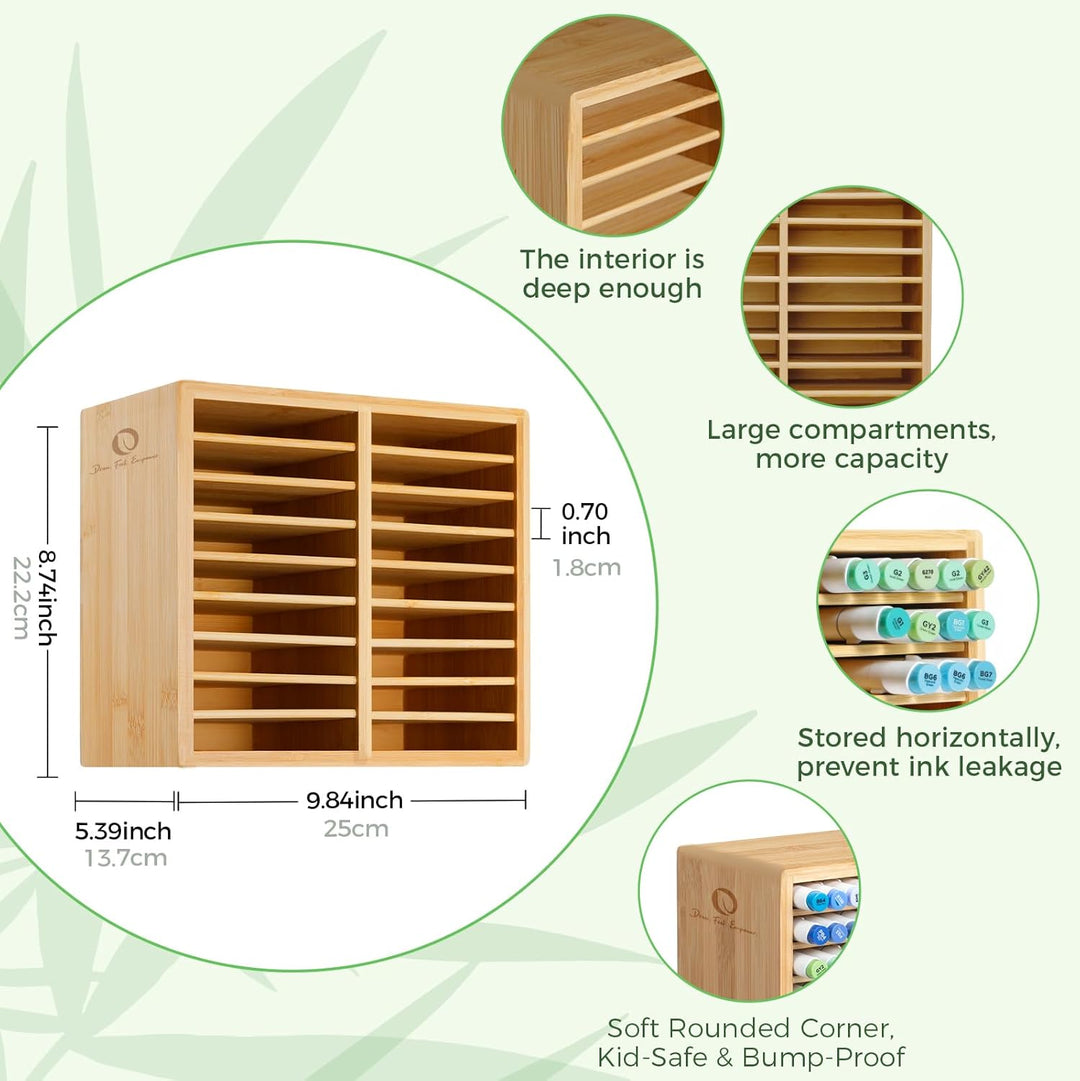 Ohuhu Bambus Stifte Organizer, Holz Desktop Aufbewahrung für 126 Markerstifte Stifte Bleistifte Kuns