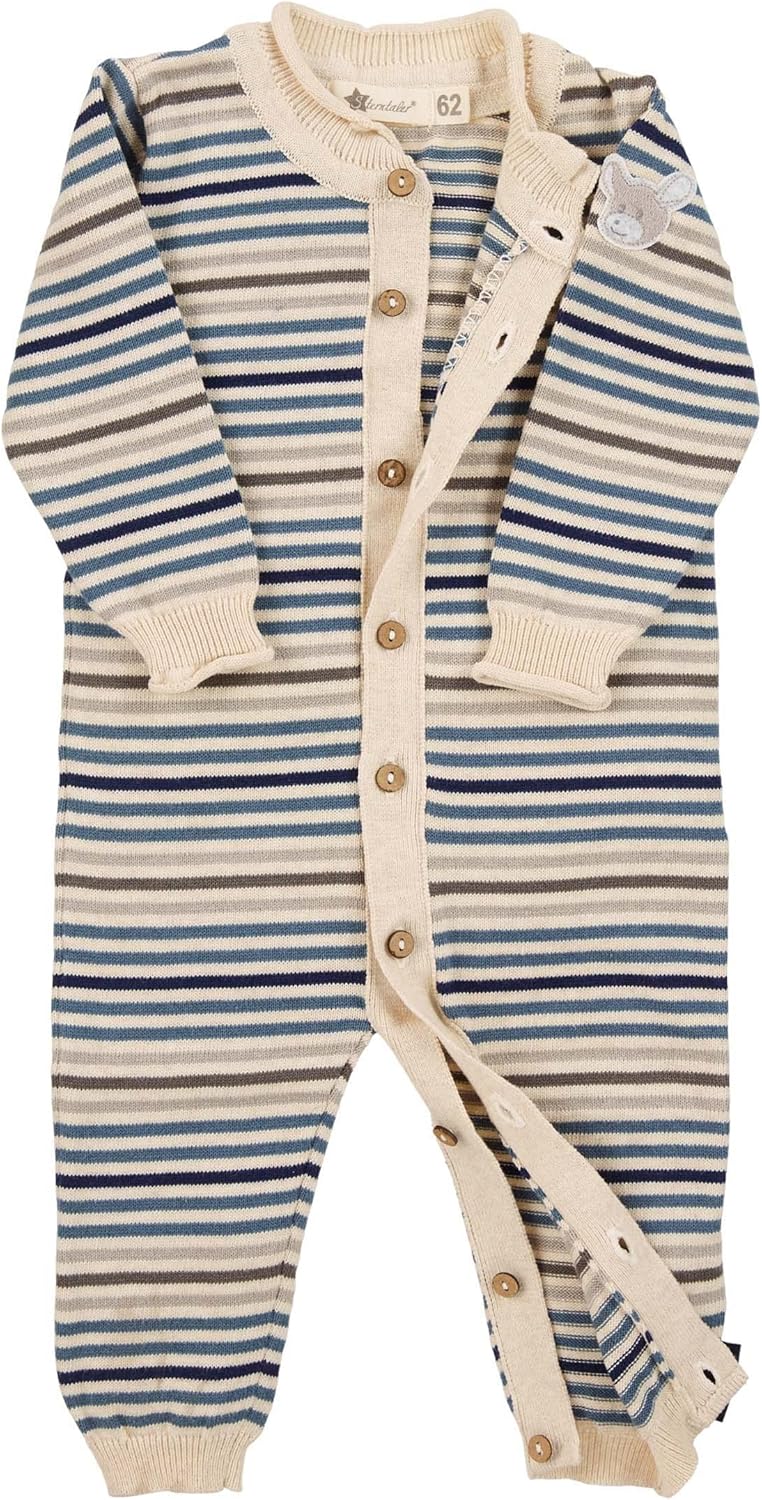 Sterntaler Baby-Jungen Strick Strampler Einteiler GOTS Esel Emmi Kleinkind-Schlafanzüge 74 Graublau,