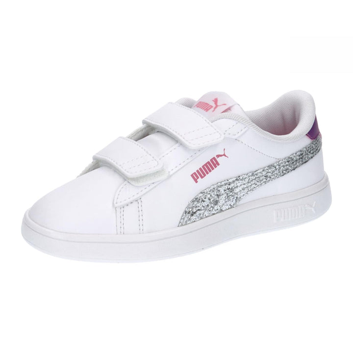 PUMA Mädchen Smash 3.0 L Star Glow V Ps Sneaker 31 EU Puma White Puma Silver Strawberry Burst Purple