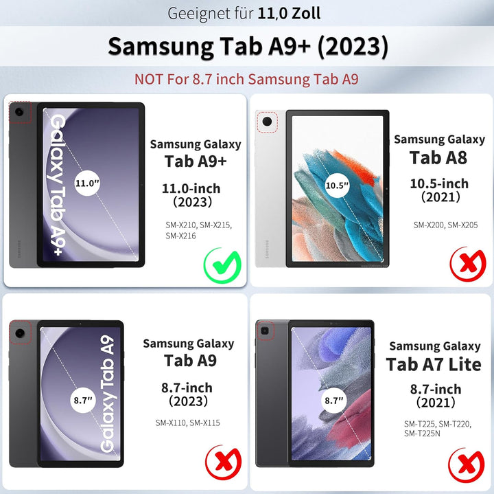 EasyAcc Tastatur Hülle Kompatibel mit Samsung Galaxy Tab А9+ 2023 11 Zoll mit Schutzfolie, [QWERTZ D
