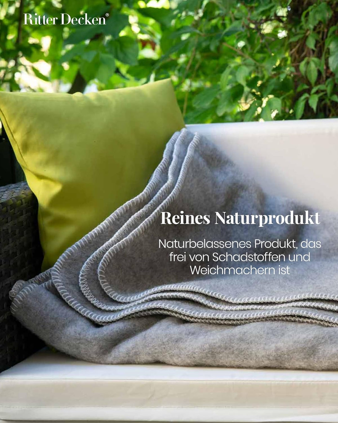 Ritter Decken Gotland Wolldecke 150x100cm | Echt &amp; Naturbelassen | 50% Gotland-Wolle &amp; 50% Süddeutsc