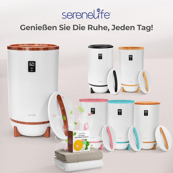 SereneLife Handtuchhalter Braun Holzoptik – Elektrischer Handtuchwärmer für 2 Handtücher Energiespar